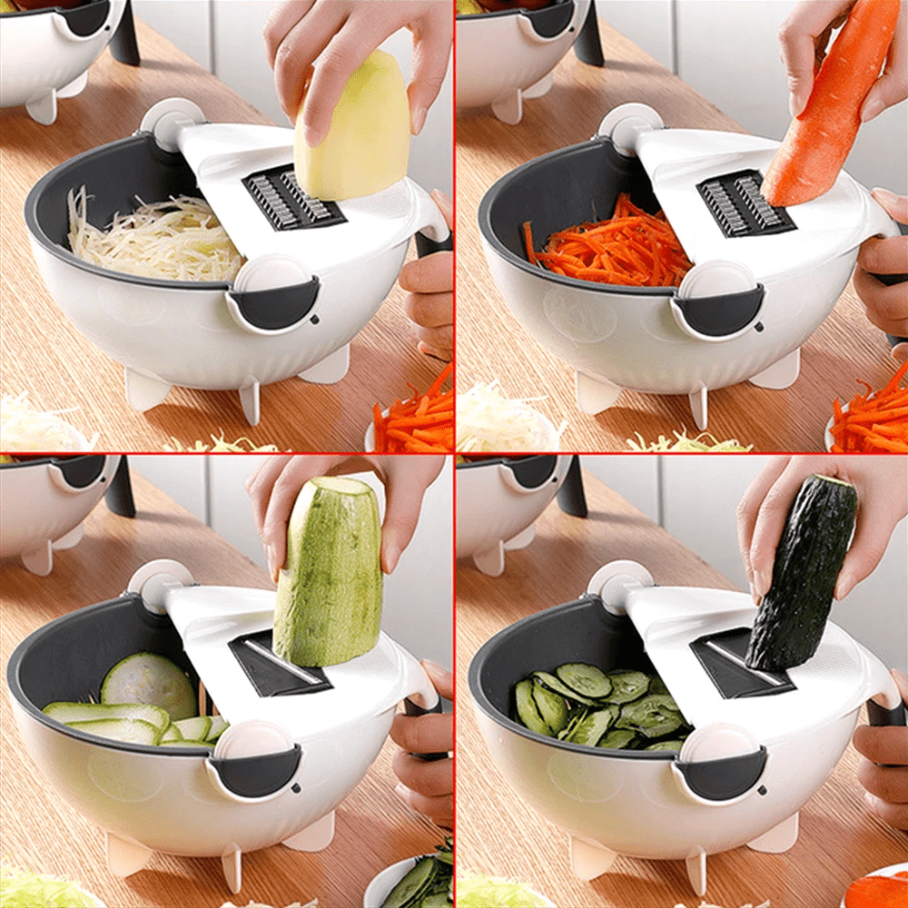 6 In 1 Multifunctional Grater Silk Strip Grater Corrugated Slicer Potato Masher Manual Drain Basket - Qifaya