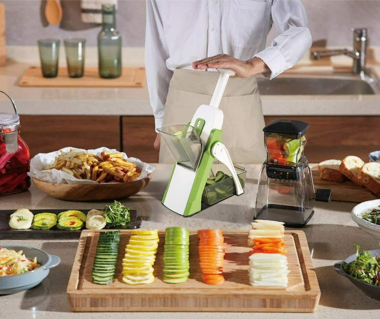 4 In 1 Vegetable Cutter Chopper Adjustable Multi - function Vegetable Cutter Kitchen Shredder Grater Artifact - Qifaya