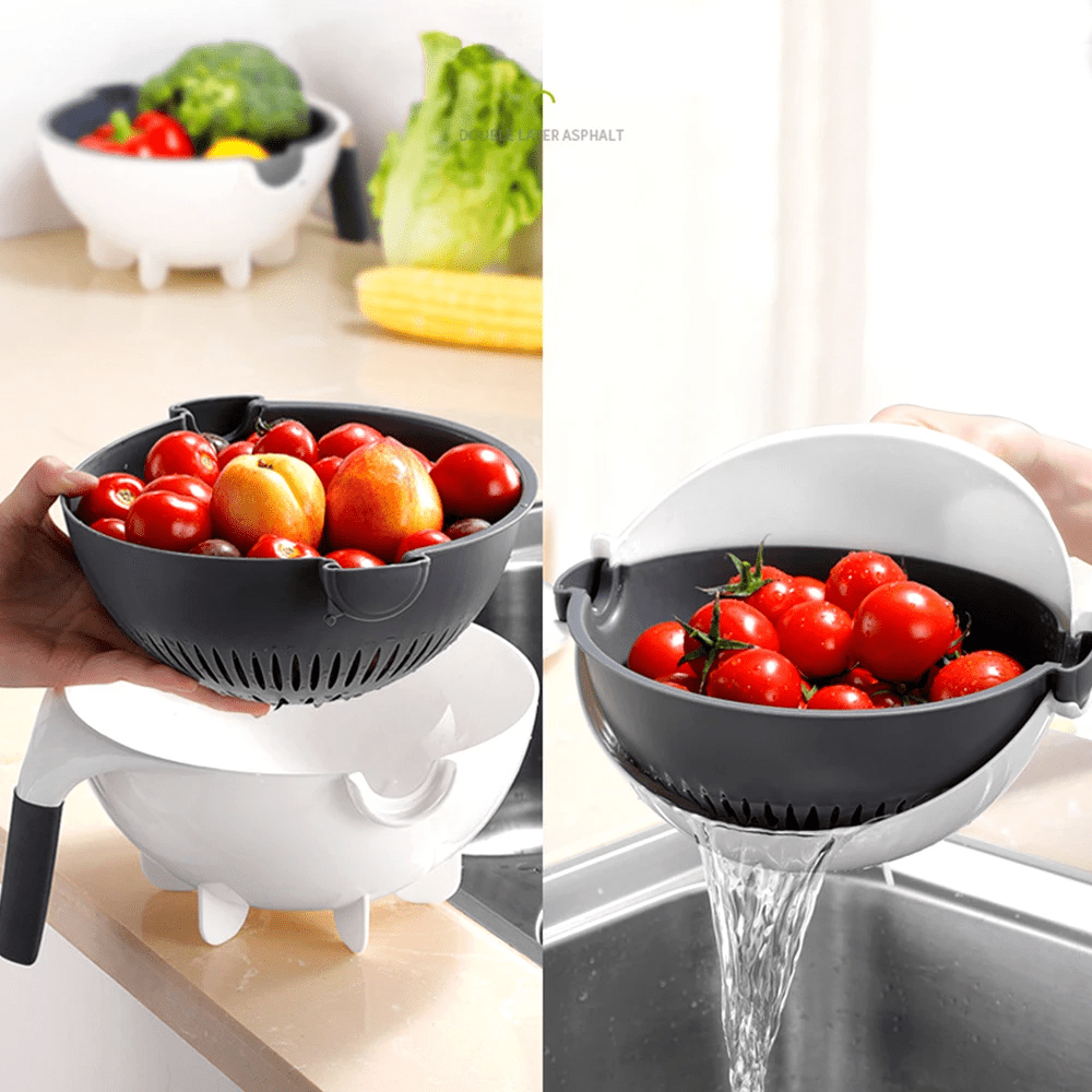 6 In 1 Multifunctional Grater Silk Strip Grater Corrugated Slicer Potato Masher Manual Drain Basket - Qifaya