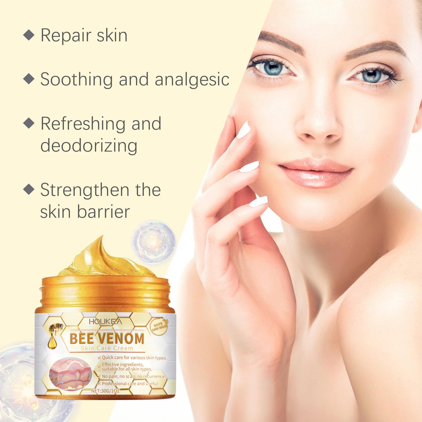 HOUKÉA™ Bee Venom Skin Repair Cream – Hydrating & Nourishing Care - Qifaya